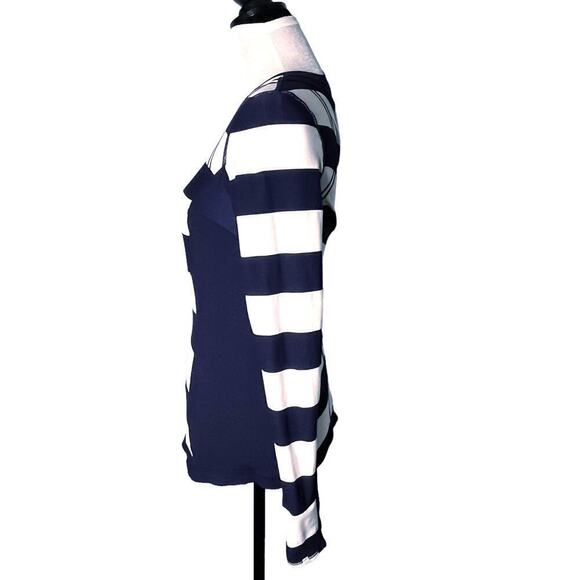 Lululemon Switch Back Long Sleeve Wide Bold Stripe White Deep Indigo Size 6 - Picture 10 of 14